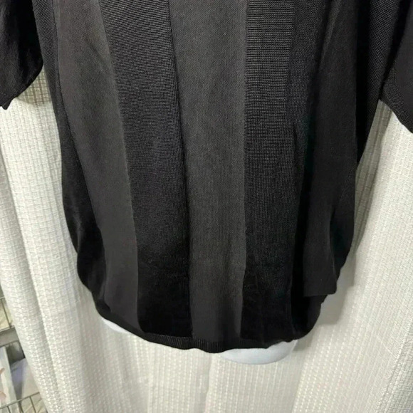 Elliott Men’s Large Black Stripped Pullover Black Knit Textured V Neck Top - Picture 3 of 13